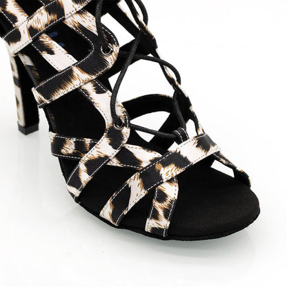 Cita - Leopard Satin - Suede Sole - Dance Floor Only