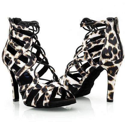 Cita - Leopard Satin - Suede Sole - Dance Floor Only