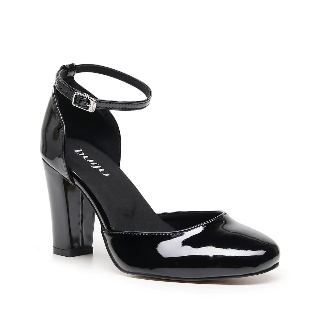 Claudette Wide Fit - Noir verni végan - Semelle Street