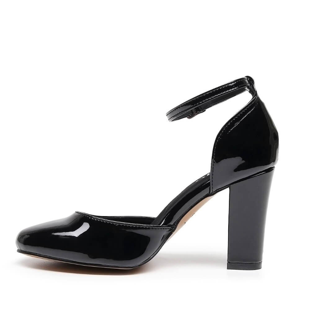 Claudette Wide Fit - Noir verni végan - Semelle Street