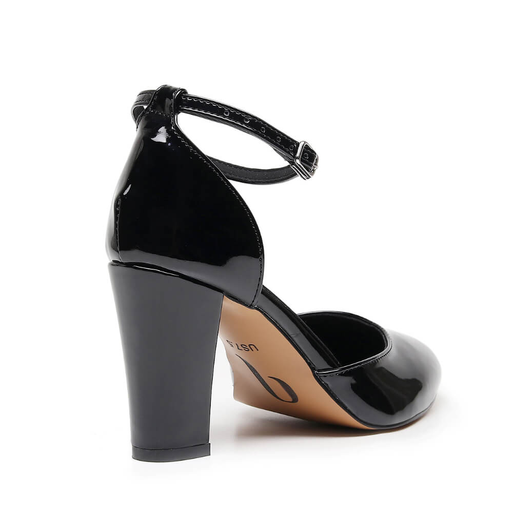 Claudette Wide Fit - Noir verni végan - Semelle Street