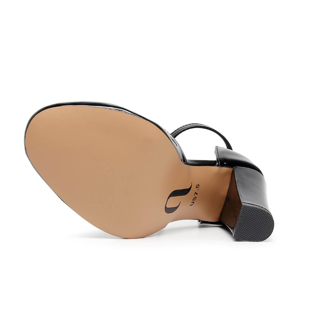 Claudette Wide Fit - Noir verni végan - Semelle Street