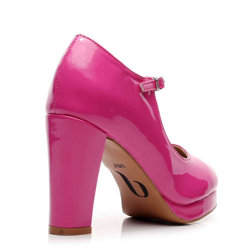 Claudia - Pink Vegan Patent - Street Sole