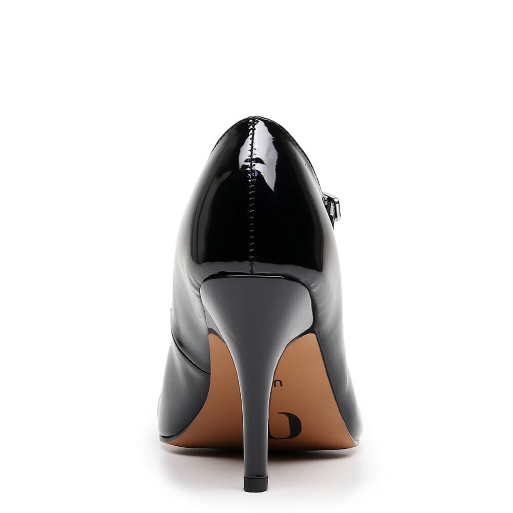 Claudia Wide Fit - Black Vegan Patent - Street Sole