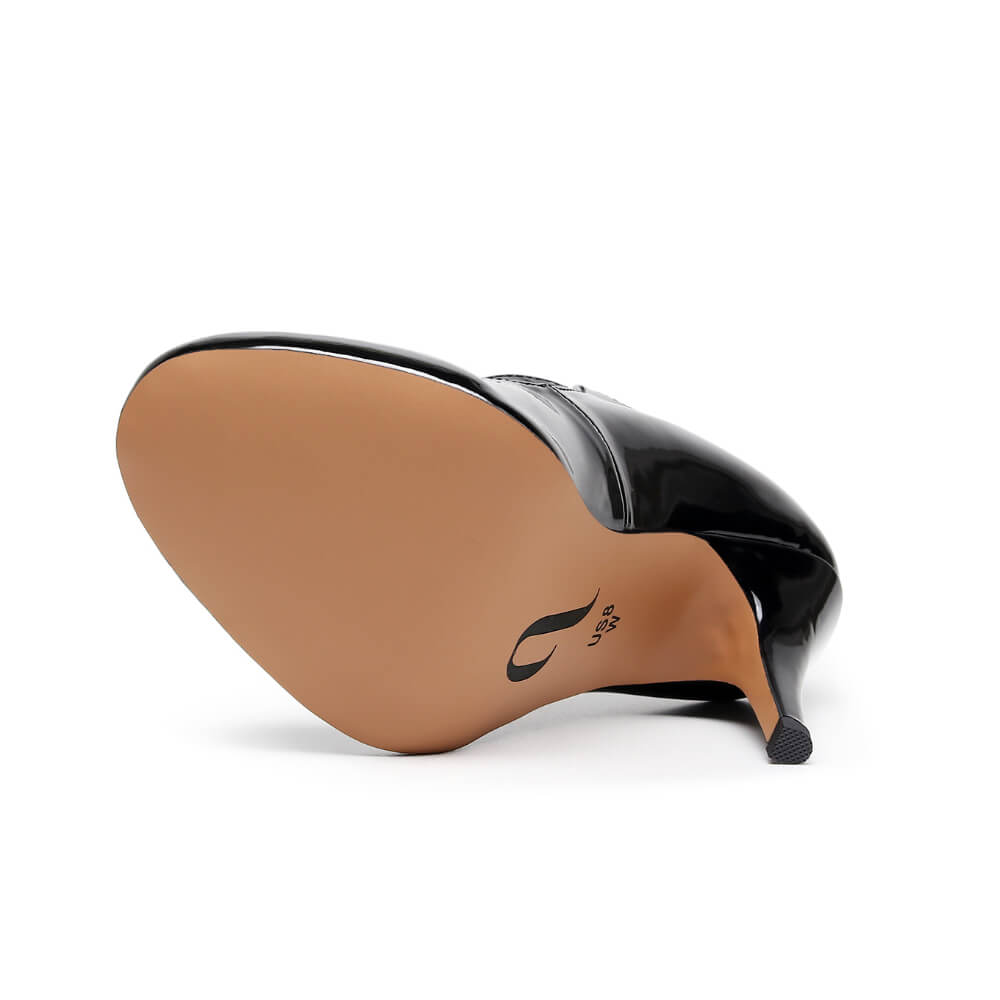 Claudia Wide Fit - Black Vegan Patent - Street Sole