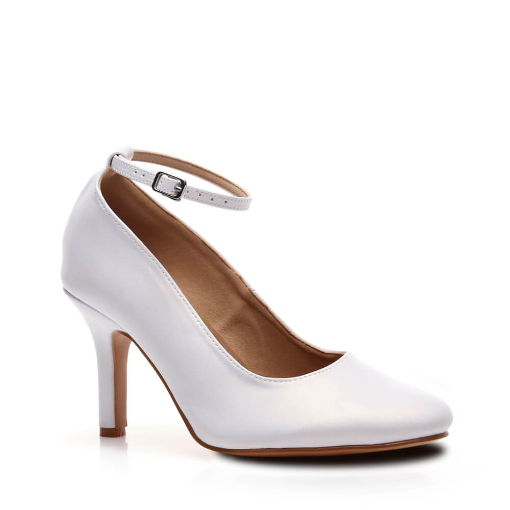 Claudine Wide Fit - White Vegan Leather - Street Sole