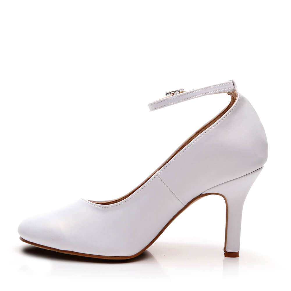 Claudine Wide Fit - White Vegan Leather - Street Sole