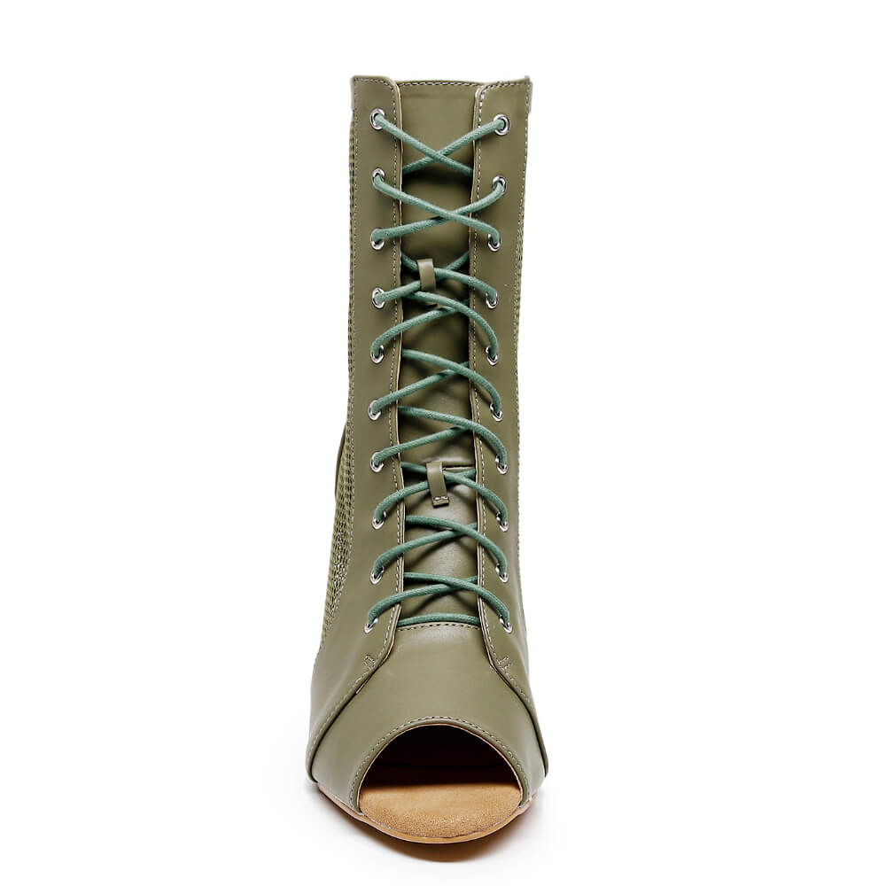 Cora - Olive Green Vegan Leather - Suede Sole