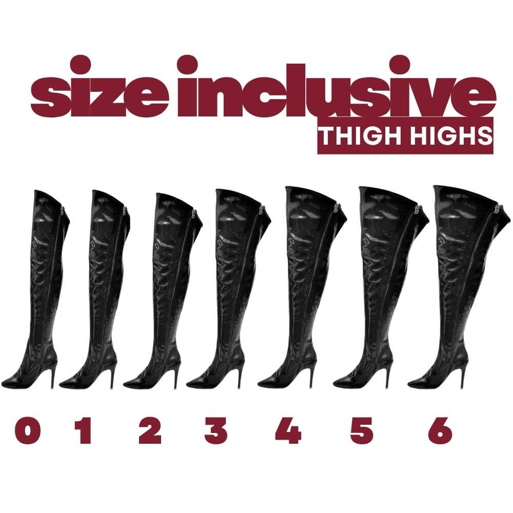 Courtneyy - Black Vegan Patent - Street Sole - Thigh Variant One