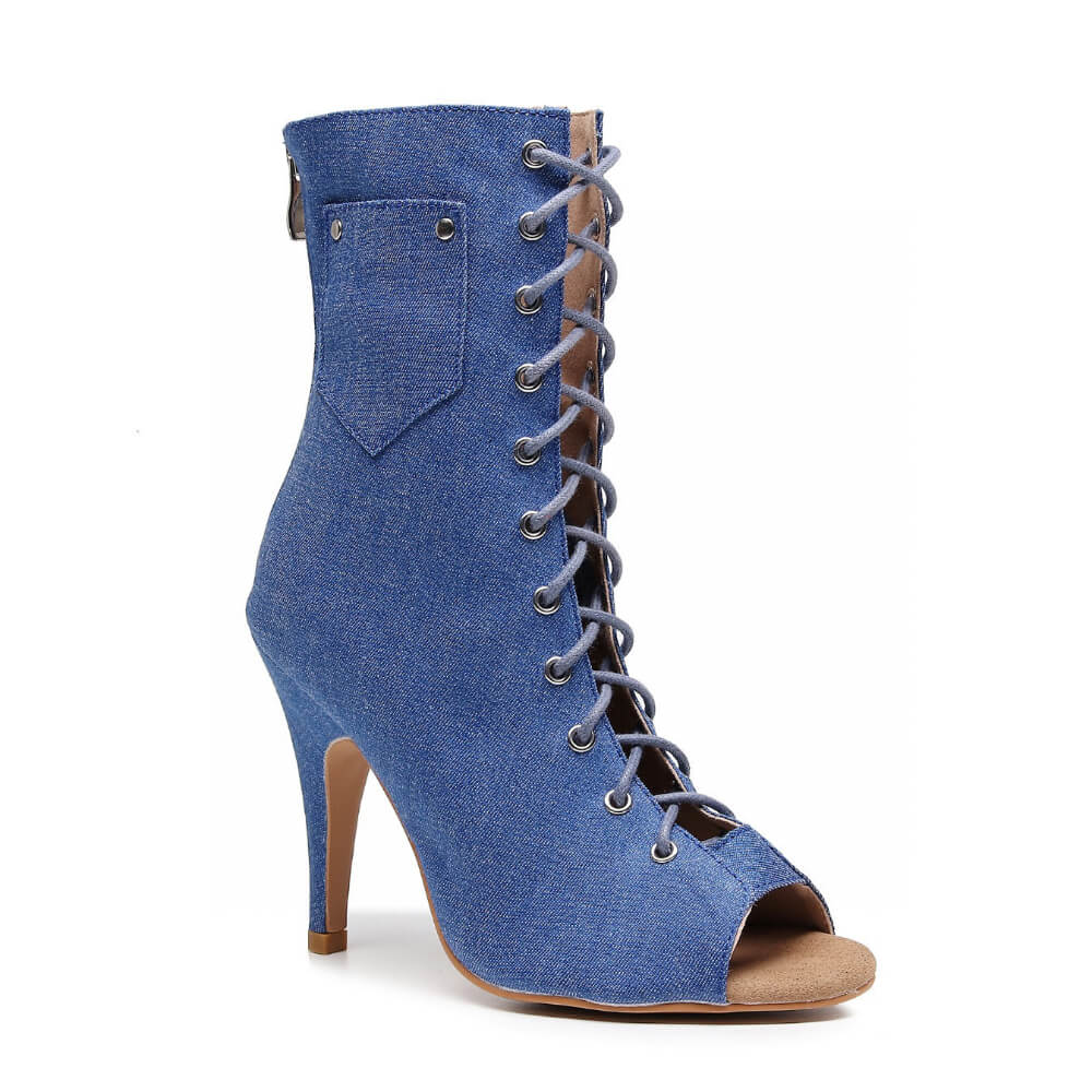 Denim fashion open toe boots