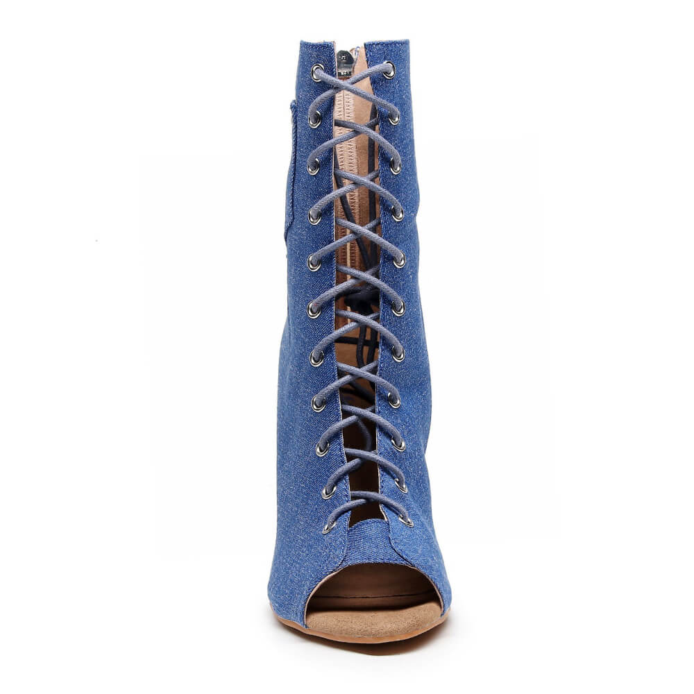 Denim fashion open toe boots