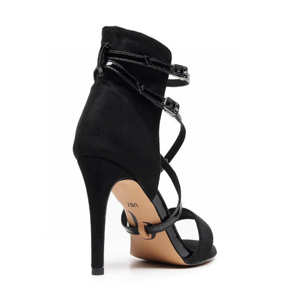 Desnudate - Black Patent and Vegan Suede - Suede Sole - Dance Floor Only