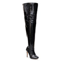 Devilla Size Inclusive - Black Vegan Patent - Street Sole - Thigh Variant Five