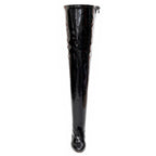Devilla Size Inclusive - Black Vegan Patent - Street Sole - Thigh Variant Six
