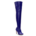 Devilla Size Inclusive - Blue Vegan Patent - Street Sole - Thigh Variant Four
