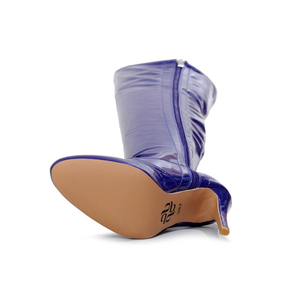 Devilla Size Inclusive - Blue Vegan Patent - Street Sole - Thigh Variant Four