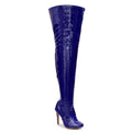 Devilla Size Inclusive - Blue Vegan Patent - Street Sole - Thigh Variant Six