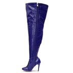 Devilla Size Inclusive - Blue Vegan Patent - Street Sole - Thigh Variant Six