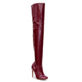 Devilla Size Inclusive - Burgundy Vegan Patent - Street Sole - Thigh Variant Two