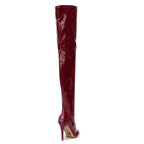 Devilla Size Inclusive - Burgundy Vegan Patent - Street Sole - Thigh Variant Two