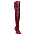 Devilla Size Inclusive - Burgundy Vegan Patent - Street Sole - Thigh Variant Three