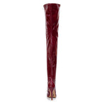 Devilla Size Inclusive - Burgundy Vegan Patent - Street Sole - Thigh Variant Three