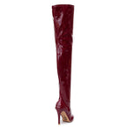 Devilla Size Inclusive - Burgundy Vegan Patent - Street Sole - Thigh Variant Three