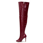 Devilla Size Inclusive - Burgundy Vegan Patent - Street Sole - Thigh Variant Four