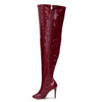Devilla Size Inclusive - Burgundy Vegan Patent - Street Sole - Thigh Variant Five