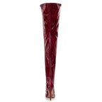 Devilla Size Inclusive - Burgundy Vegan Patent - Street Sole - Thigh Variant Five