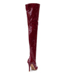 Devilla Size Inclusive - Burgundy Vegan Patent - Street Sole - Thigh Variant Five