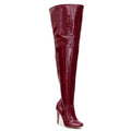 Devilla Size Inclusive - Burgundy Vegan Patent - Street Sole - Thigh Variant Six