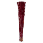 Devilla Size Inclusive - Burgundy Vegan Patent - Street Sole - Thigh Variant Six