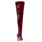Devilla Size Inclusive - Burgundy Vegan Patent - Street Sole - Thigh Variant Six