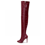 Devilla Size Inclusive - Burgundy Vegan Patent - Street Sole - Thigh Variant One