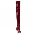 Devilla Size Inclusive - Burgundy Vegan Patent - Street Sole - Thigh Variant One