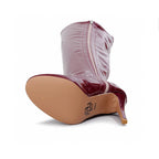 Devilla Size Inclusive - Burgundy Vegan Patent - Street Sole - Thigh Variant One