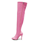 Devilla Size Inclusive - Pink Vegan Patent - Street Sole - Thigh Variant One