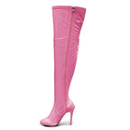 Devilla Size Inclusive - Pink Vegan Patent - Street Sole - Thigh Variant Two