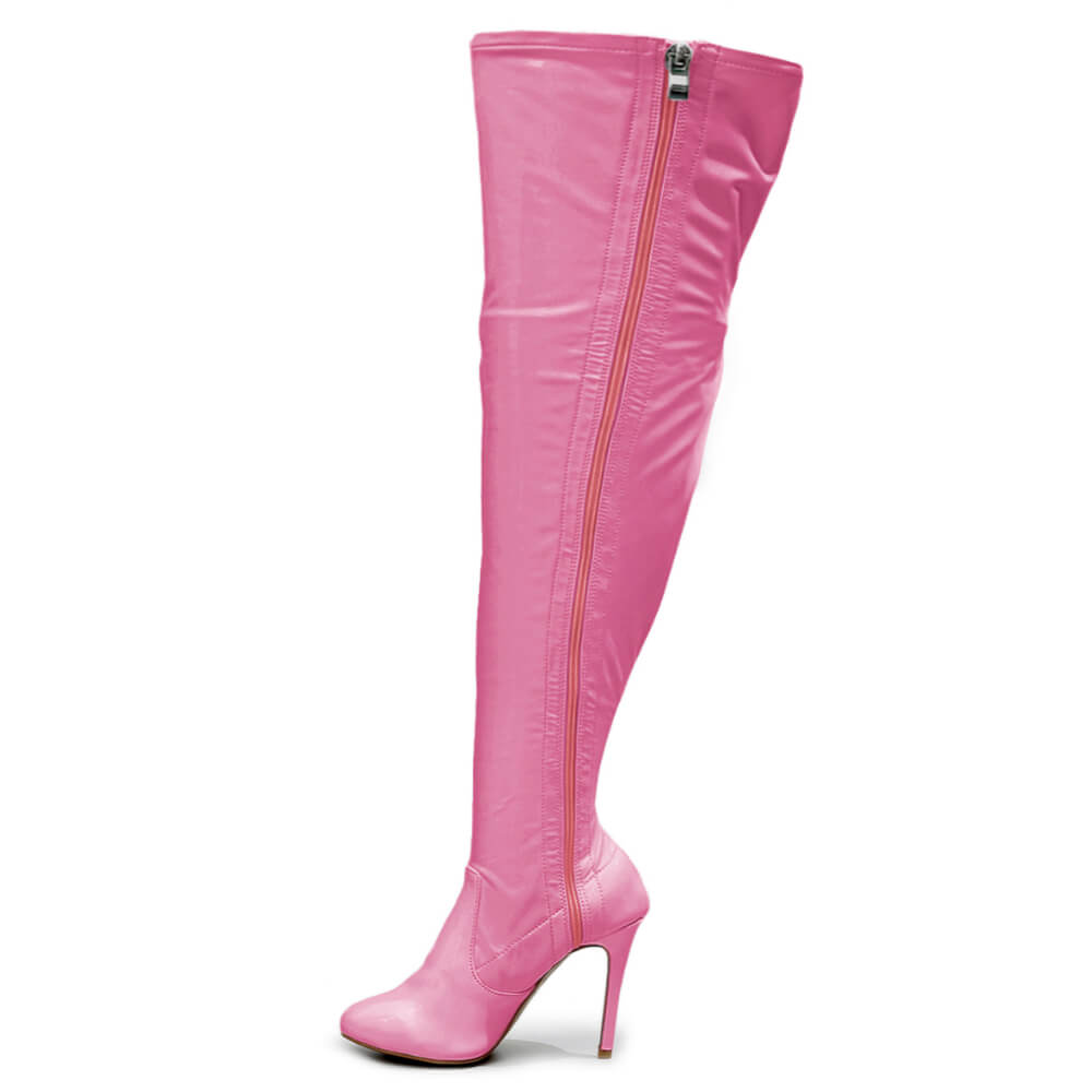Devilla Size Inclusive - Pink Vegan Patent - Street Sole - Thigh Variant Three