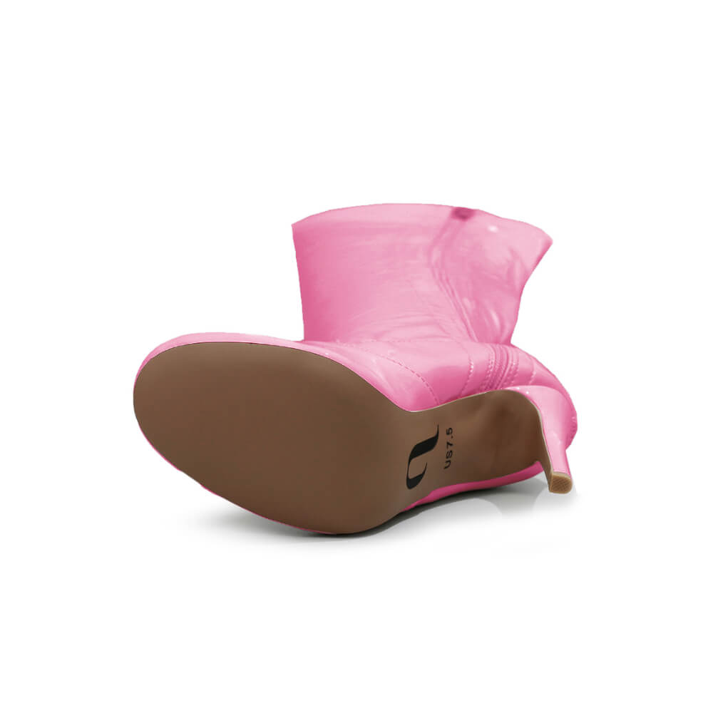 Devilla Size Inclusive - Pink Vegan Patent - Street Sole - Thigh Variant Three