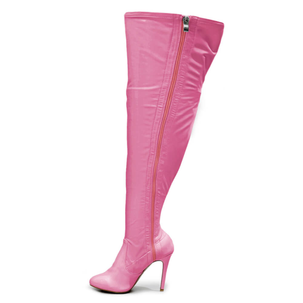 Devilla Size Inclusive - Pink Vegan Patent - Street Sole - Thigh Variant Four