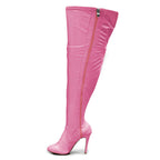 Devilla Size Inclusive - Pink Vegan Patent - Street Sole - Thigh Variant Four