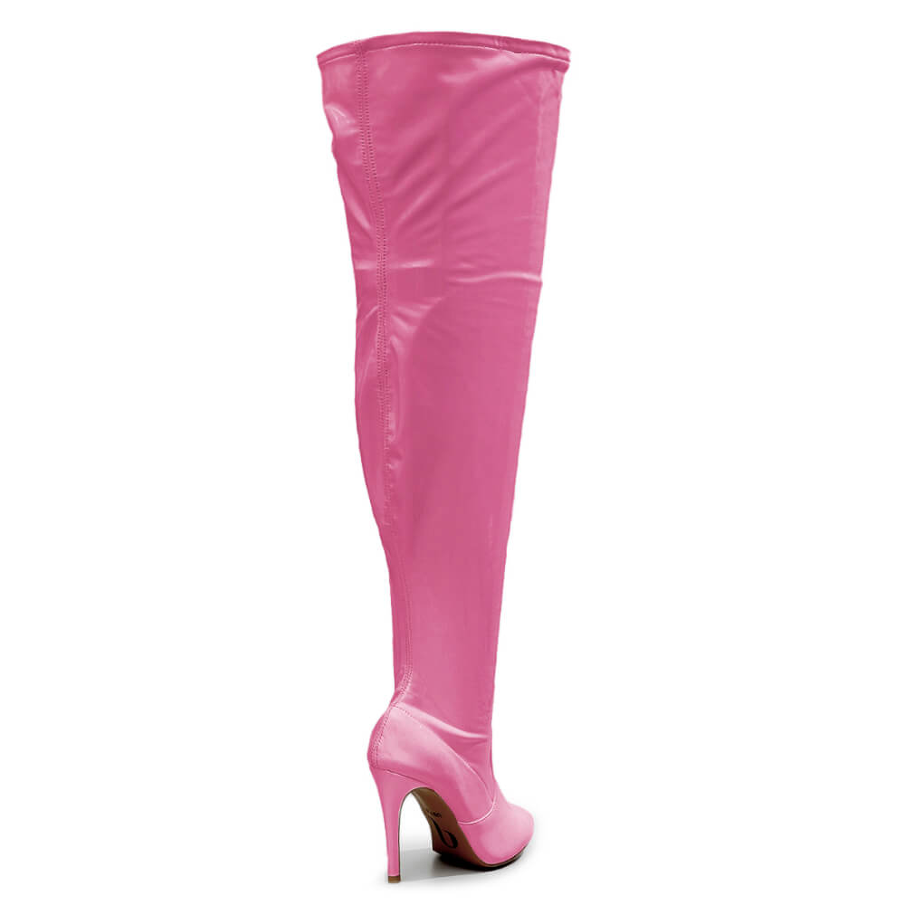 Devilla Size Inclusive - Pink Vegan Patent - Street Sole - Thigh Variant Four