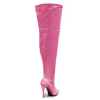 Devilla Size Inclusive - Pink Vegan Patent - Street Sole - Thigh Variant Four