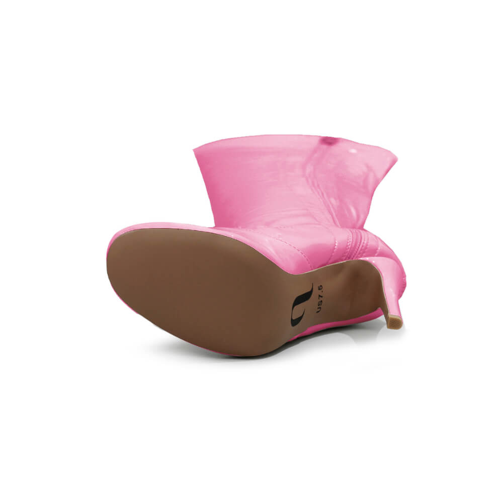 Devilla Size Inclusive - Pink Vegan Patent - Street Sole - Thigh Variant Four