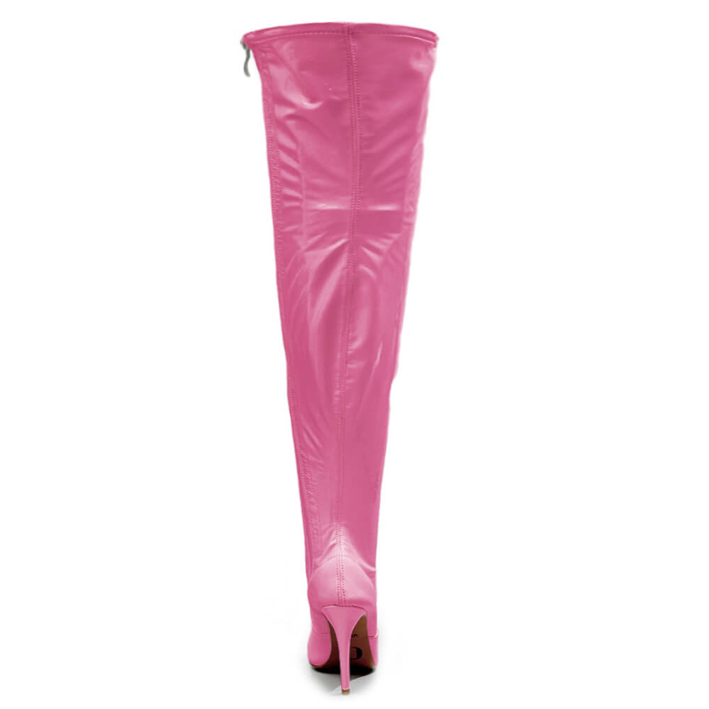 Devilla Size Inclusive - Pink Vegan Patent - Street Sole - Thigh Variant Five