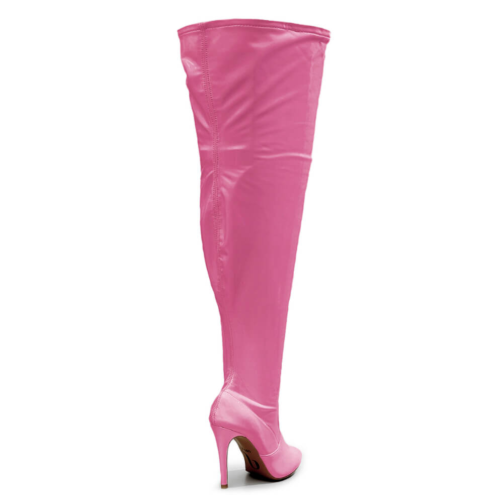 Devilla Size Inclusive - Pink Vegan Patent - Street Sole - Thigh Variant Five