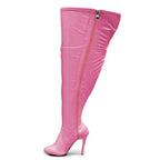 Devilla Size Inclusive - Pink Vegan Patent - Street Sole - Thigh Variant Six