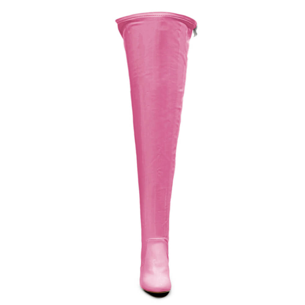 Devilla Size Inclusive - Pink Vegan Patent - Street Sole - Thigh Variant Six